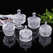 European transparent glass sugar tank candy jar snack jar candy cup wedding fruit bucket with lid