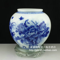 Jingdezhen ceramic porcelain high-grade hand-painted blue and white glaze color inside and outside painting rich peony