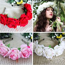 Big rose photo high-end bridal flower ring female headdress bridesmaid hair hair accessories head ring hair hoop Photo Outdoor