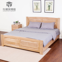  Pure solid wood bed Storage bed Oak high box Simple modern Chinese style 1 5m 1 8m bed Bedroom furniture Double bed