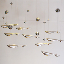 Hot sale creative air hanging ornaments hotel lobby shopping mall beautiful Chen Decoration Engineering corridor electroplating fish pendant