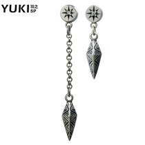 YUKI Tide Boys and Girls Single 925 Silver Earrings Personality Vintage Indian Bang Dart Thai Silver Jewelry Earrings Earrings Earrings