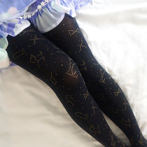 Summer new lolita pantyhose printing Japanese lolita socks velvet stockings black secondary socks