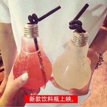 New light bulb drink bottle milk tea bottle Light bulb glass bottle Creative yogurt cup Juice milk tea shop drink bottle