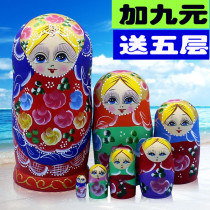 Matryoshka imported seven layers of real hand-painted tasteless basswood 7 layers of ethnic handicrafts 61