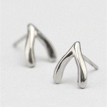 S925 pure silver earner glossy surface such as may bone shape silver ear nail inheritors with the same Han version ear decoration