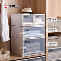  Japan Tianma Co Ltd 45 square drawer storage box finishing box Wardrobe transparent plastic storage box