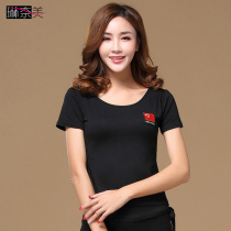 Lin Nami square dance clothing short-sleeved top 2018 new spring and summer dance practice clothes adult female middle-aged and elderly