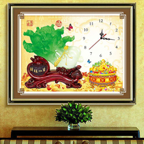 2017 New 5d Diamond painting full of diamond embroidered Cai Nafu hanging clock cross stitch cabbage living room dining room clock