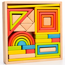 Building blocks toys Wooden large particles baby building blocks Childrens enlightenment early education educational toys Beech rainbow building blocks