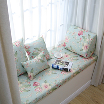 Custom-made thick sponge American country pastoral flower window sill cushion seat sofa cushion floating window cushion custom-made