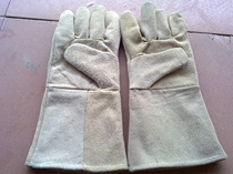 Full cow leather long - coated welding gloves long - electric leather gloves double - leather high temperature gloves