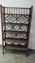 Republic of China old furniture 5-layer natural flower spotted bamboo bookshelf multi-layer shoe rack glove rack shelf