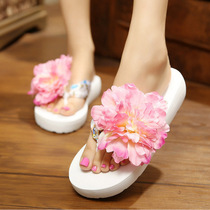 2021 Summer Flowers Bohemian Slippers Slopes to Thick Bottom Parent-child herringbone Towed Beach beach Holiday