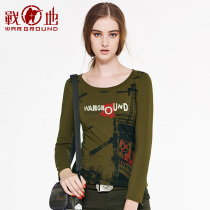 Battlefield spring top Womens army fan clothing physical training clothing Outdoor camouflage clothing Womens army green long sleeve T-shirt