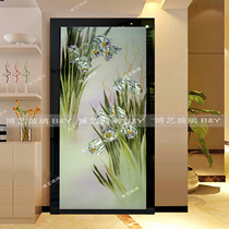 Shanghai Art Glass Glass Xuanguan Background Wall Aisle Partition Screen Simple Modern Tulip Gold Leaf