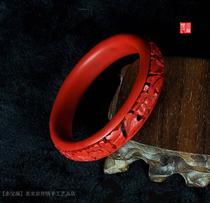 Yanjing eight must gifts non-legacy old goods natural lacquer lacquerware red pure handmade lacquer Tuanhua bracelet this year of life
