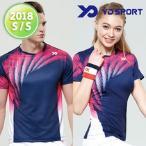 2018 spring and summer new South Korea YD SPORT badminton clothes for men and women quick-drying sweat-absorbing sports short-sleeved T-shirt 2
