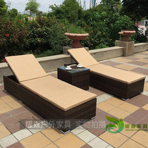 Outdoor lying bed Leisure rattan weaving pool Ferry Vacation Village Beach Reclining Outdoor Patio Hotel Villa Lying Bed Couch