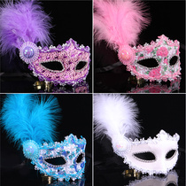 Christmas masquerade mask Venice feather mask high-end beauty eye mask painted Princess Pearl mask