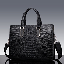 Password bag mens shoulder bag crocodile pattern mens bag Leather fashion briefcase mens handbag mens cowhide cross section tide