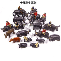 Bull Pendulum piece Ceramics Shepherd Boy Riding Bull Fish Tank Fake Bonsai Home Decoration Bull Sleeper wood Shepherd Crafts