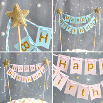 happy birthday hang flag card fishtail happy birthday material bag pink blue hipster plug