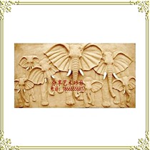 Sandstone sculpture relief large city beautification elephant group hotel interior and exterior background wall decoration building materials