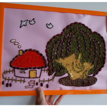 The worlds first fragrant grain paste painting handmade DIY seed painting big willow A3 jam with photo frame finished product