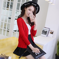 Xia thin knitted cardigan sweater ladies spring and autumn Korean students short irregular shawl autumn coat tide