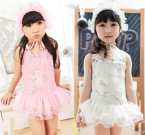 Childrens swimsuit Korean sweet flower princess girl dress swimsuit small big baby cute swimwear
