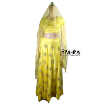 Indian Import Bridal Dress Clothing * India Exotic Windy Folk Hand Embroidered Yellow Lead Yarn Ultra Value Spot