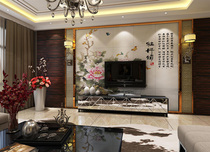 Chinese ceramic tile background wall flower modern living room TV background wall ceramic tile peony mural picture rich peony