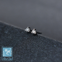 Silver time S925 sterling silver earrings super mini Super Small Three claw diamond zircon ear bone nail fashion personality earring