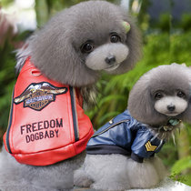 Teddy dog dog clothes autumn winter leather jacket pet clothes motorcycle punk leather clothes two-legged cat clothing handsome
