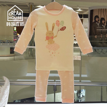 (CreamHouse) Korean rabbit striped baby girl elastic cotton spring and autumn clothing underwear set