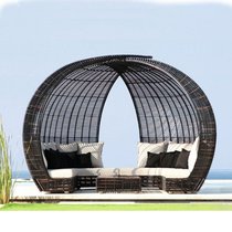 Rattan sofa creative round bed sofa high-end hotel Villa courtyard rattan sofa combination leisure imitation rattan chair furniture
