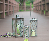 Classic European stainless steel glass vintage lamp romantic creative Candlestick ornaments wedding road lantern props