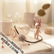 (CreamHouse) Korean baby baby girl gray rabbit hair ball leather band hair band