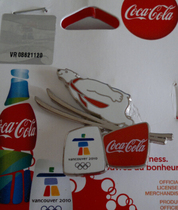 2010 Vancouver Winter Olympics Badge Sponsor Coca-Cola Badge Ski Polar Bear Badge