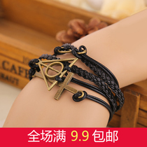 Europe and the United States around Harry Potter Deathly Hallows cross hand-woven leather rope hand rope bracelet men and women film