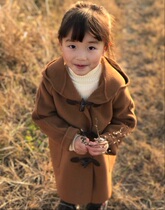 New recommended original high-end children double-sided cashmere girls boy woolen coat horn buckle woolen coat