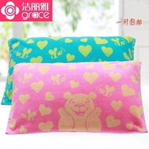 Two pieces of combined clean and elegant 100% pure cotton pillow towel loving little bear stock number 8852 three items