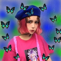 Psychedelic butterfly beret-its a poisonous mans long drunken fragrance