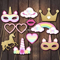 10pcs lot Funny Unicorn Party Photo Booth Props Unico
