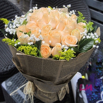 Special Champagne Rose Hangzhou Flower Express Binjiang City Flower Shop Birthday Lover Proposes Valentine's Day Flowers