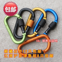 Outdoor with lock aluminum alloy quick hanging D-type carabiner key chain bottle hook buckle 8-shaped buckle