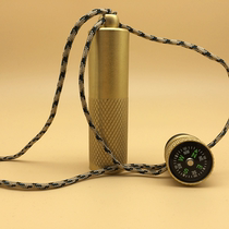  Professional waterproof silo yellow copper large sealed tank Travel portable medicine box outdoor pure copper survival bottle