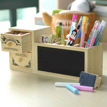 creative logs blackboard pen holder double drawer