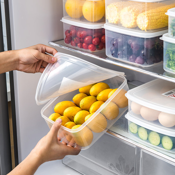 Japan imported plastic crisper set refrigerator fruit storage box sealed box rectangular microwave rice box